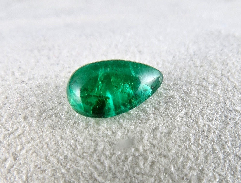 Certified Natural Zambia Emerald Pear Cabochon 4.79 Ct Loose Gemstone For Ring