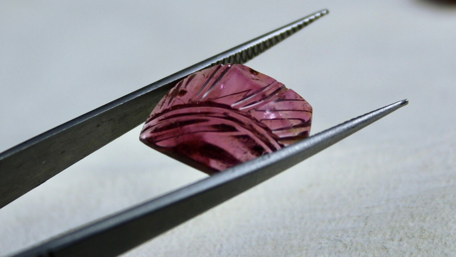 Natural Multi Pink Tourmaline Engraved 17.92 Ct Gemstone For Earring Pendant