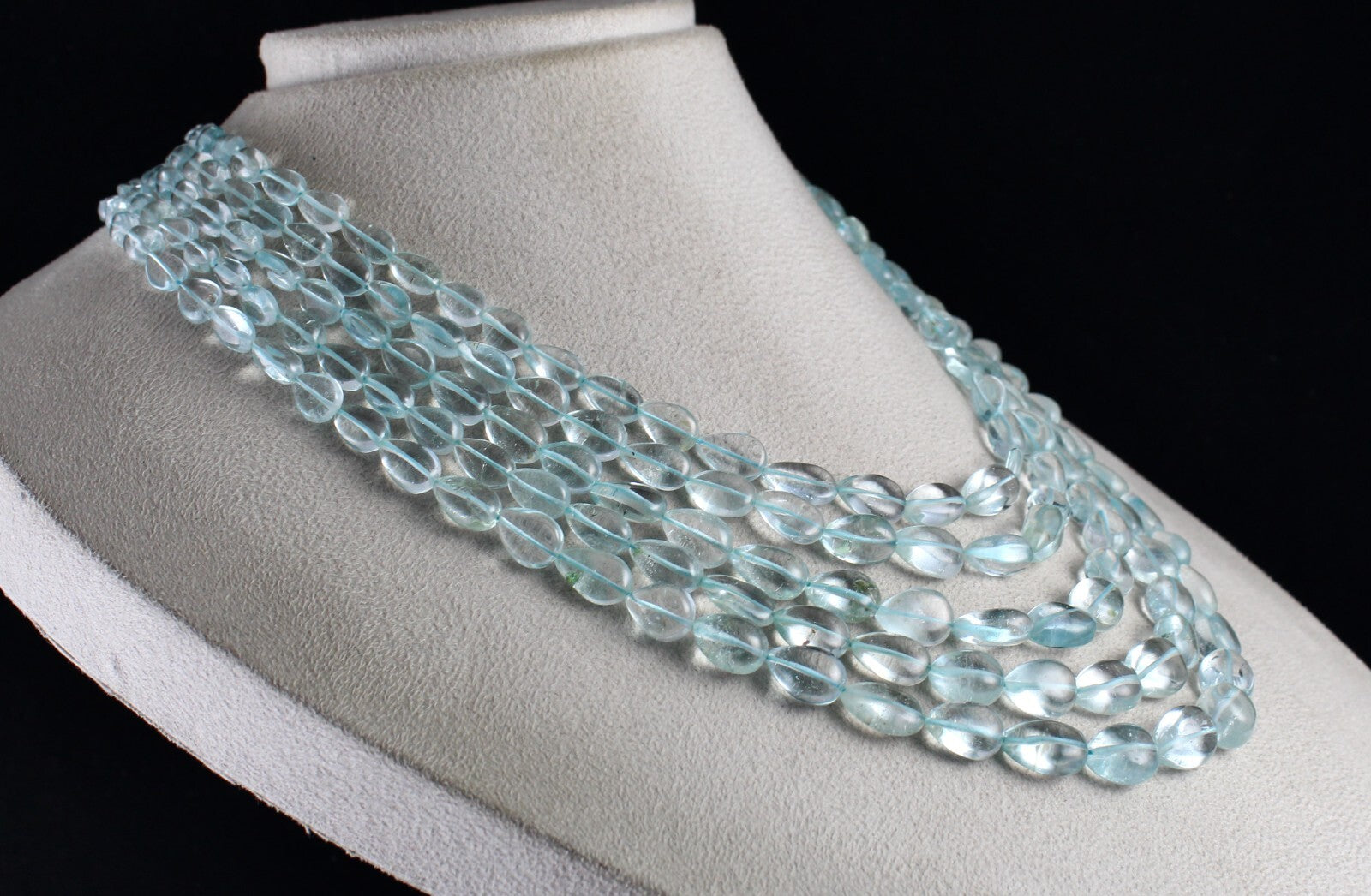 Certified Natural Blue Topaz 956 Ct Gemstone Beaded Fine Necklace For Women