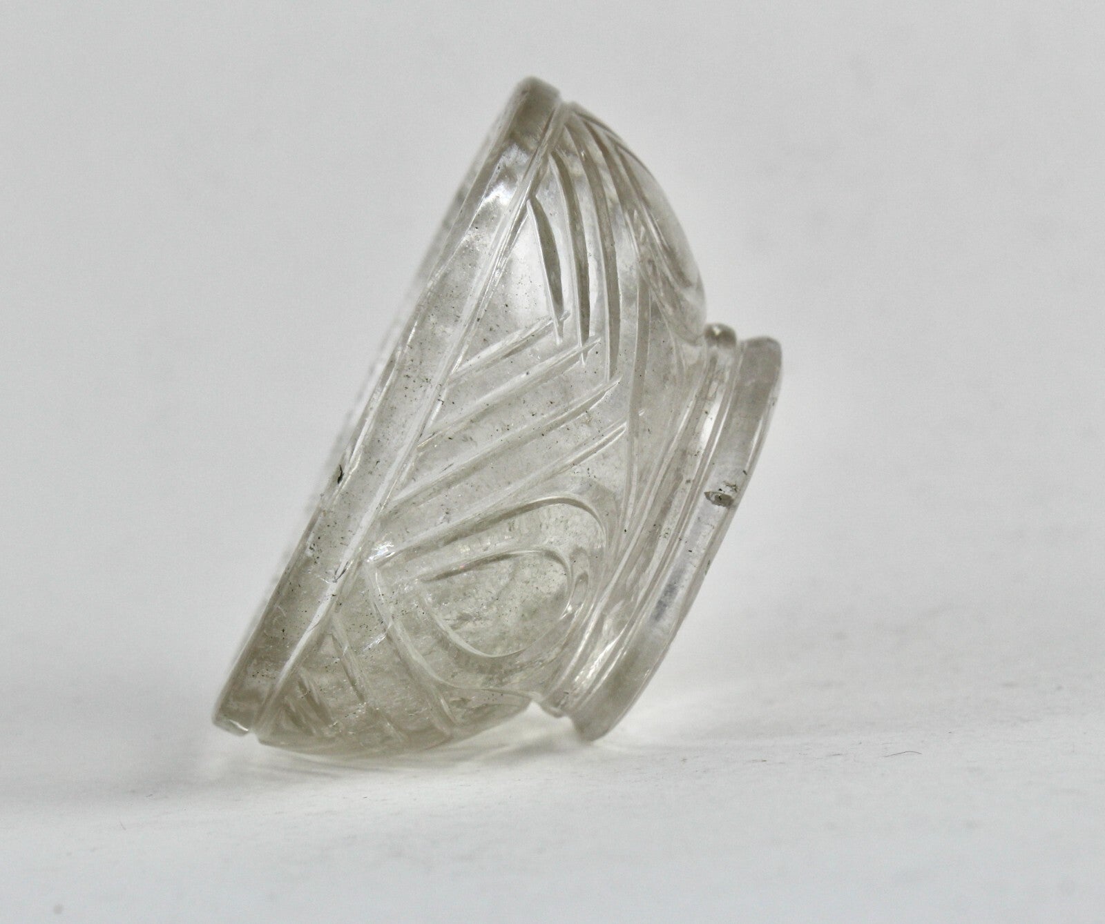 Antique Natural 500 Ct Rock Crystal Quartz Carved Round Gemstone Bowl Decor