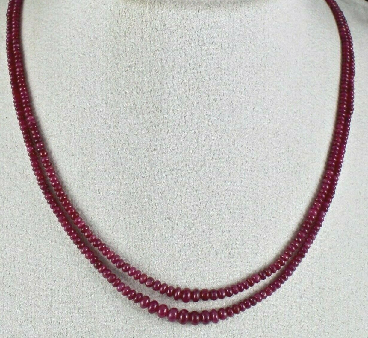 Natural Untreated Ruby Beads Round 120ct 2 Line Gemstone Ladies Necklace
