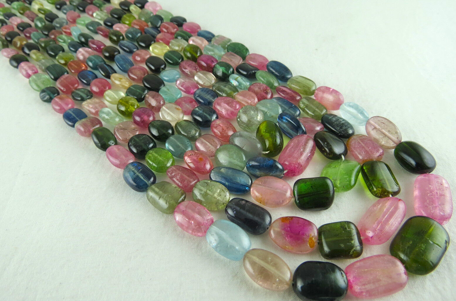 NATURAL MULTI TOURMALINE BEADS LONG 5 LINE 843 CARATS GEMSTONE FASHION NECKLACE