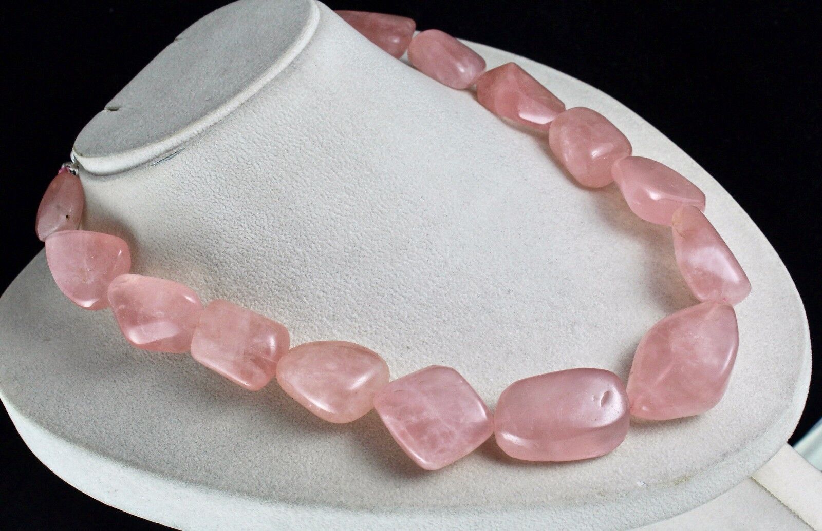 NATURAL ROSE QUARTZ TUMBLE CABOCHON BEADS 1 LINE 1280 CARATS GEMSTONE NECKLACE