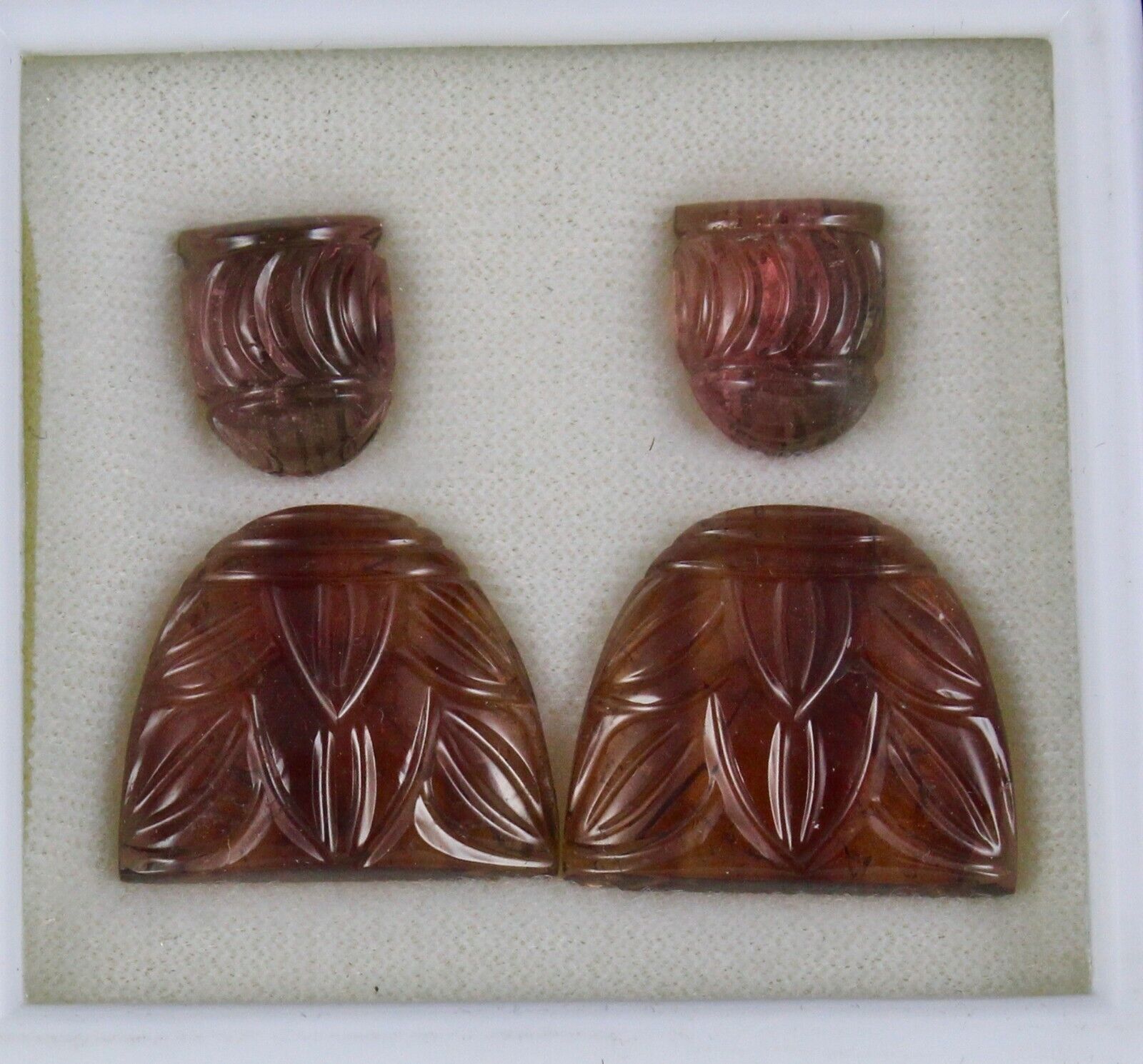 RARE COLOUR NATURAL TOURMALINE CARVED 4 PCS 59.66 CARATS GEMSTONE FOR EARRING