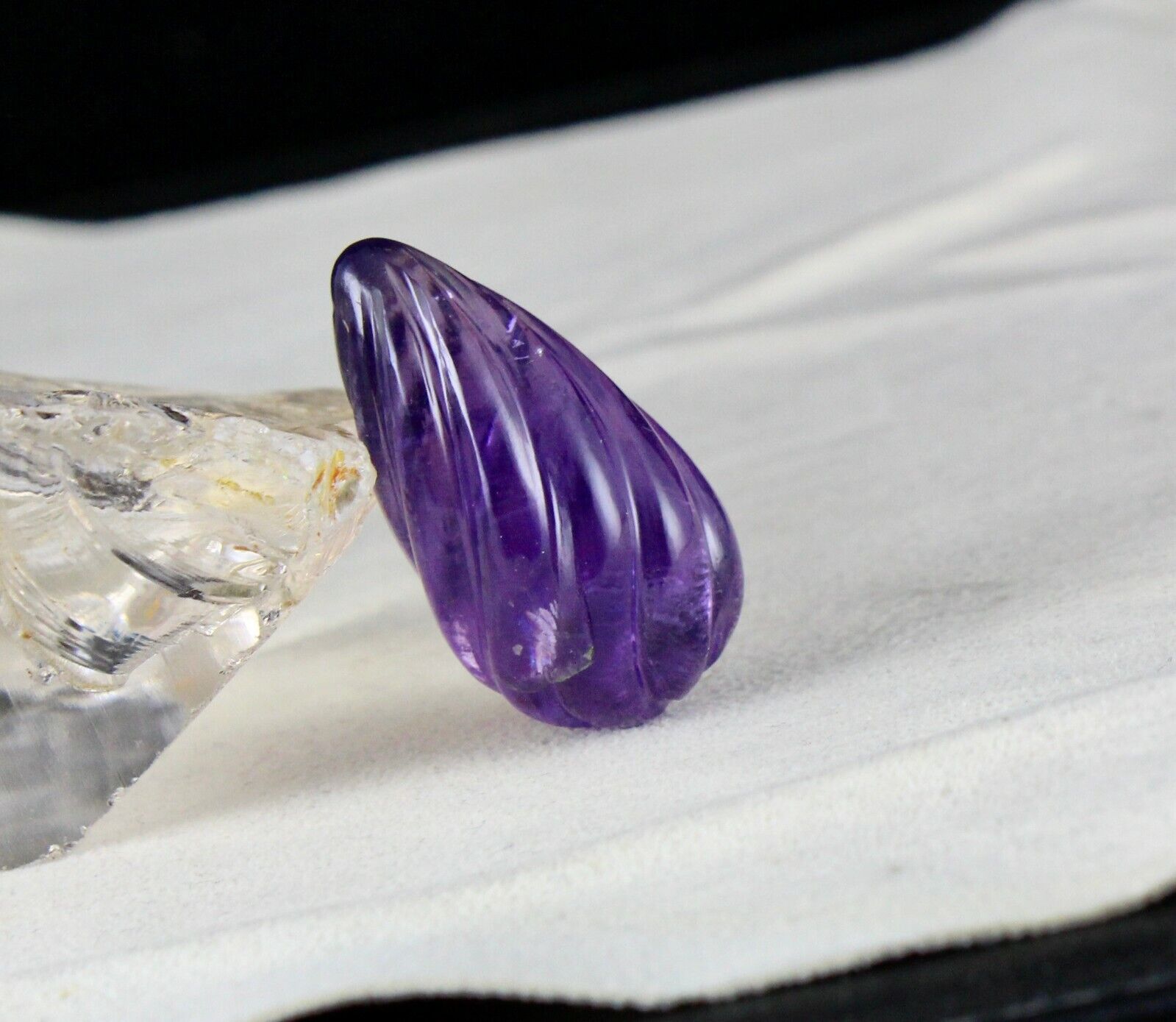 Natural Amethyst Carved Melon Drops 88.85 Cts Hanging Gemstone Pendant Designing