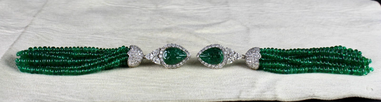 Certified Natural Zambia Emerald 198ct Natural Diamond 18k Gold Tassel Earrings