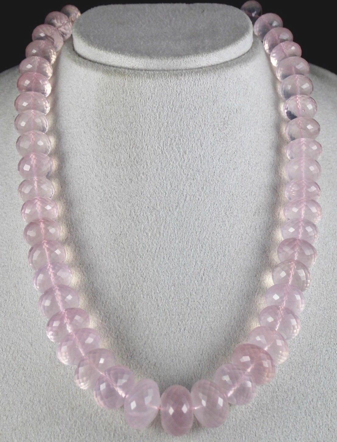 Natural Rose Quartz Beads Faceted 1125 Ct Pink Gemstone Silver Fashion Necklace