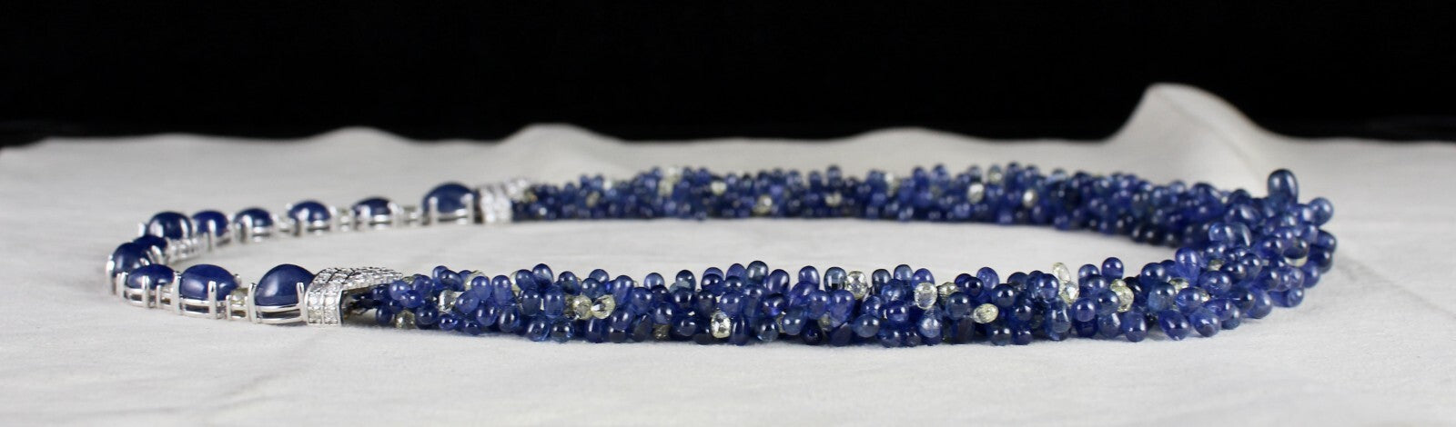 Certified 18k Gold Fine Blue Sapphire 316.58ct Natural Diamond Teardrop Necklace