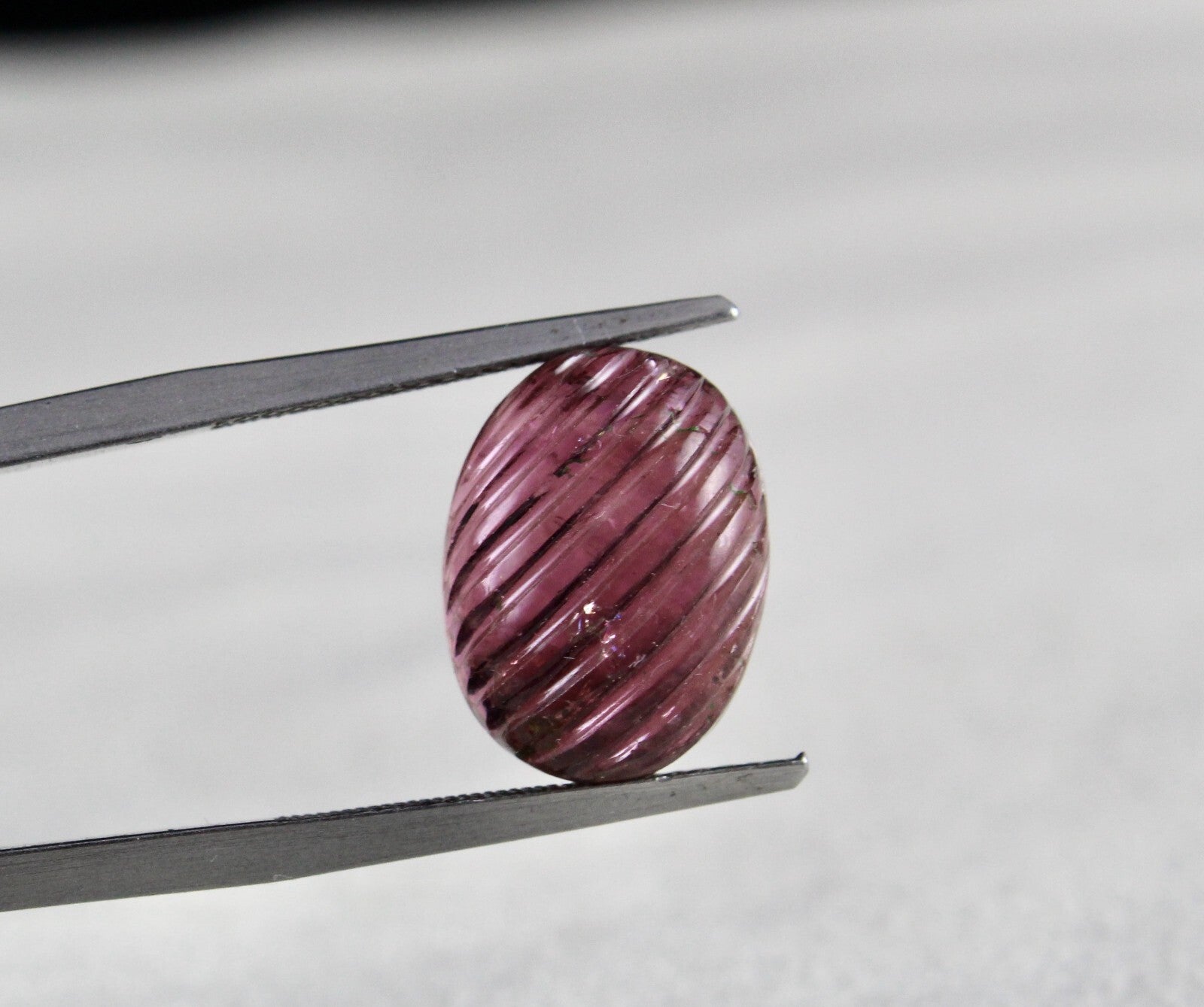 Natural Pink Tourmaline Carved Oval Cabochon 14x11mm 8.60ct Gemstone Ring