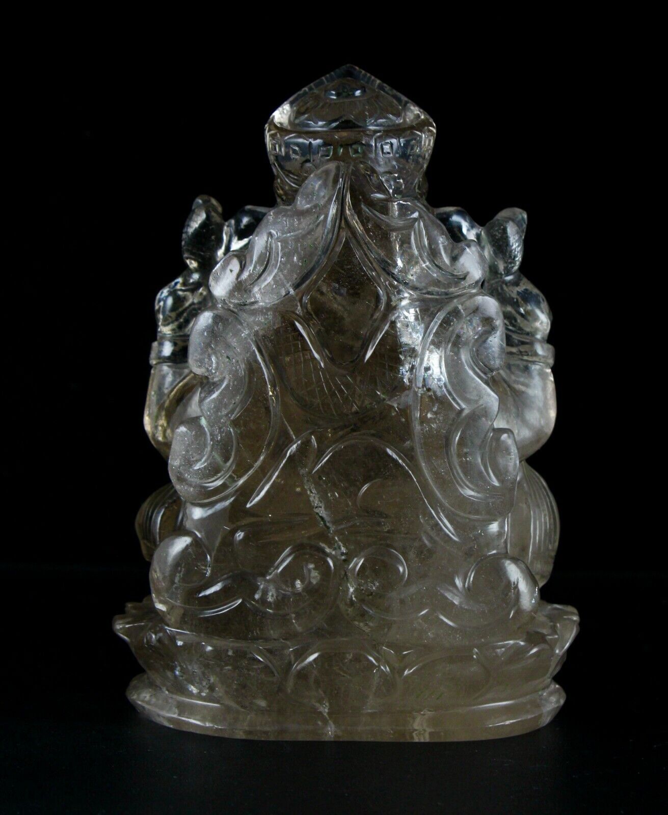 NATURAL SMOKY CRYSTAL QUARTZ 6275 CTS 6 "INCH LORD GANESHA STATUE HOME DECOR