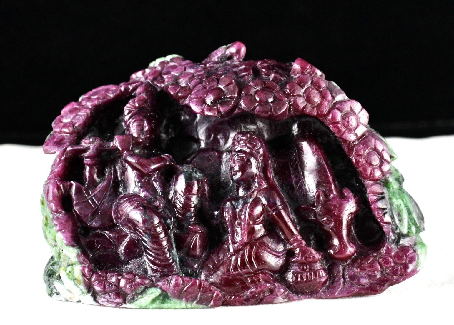 Certified Natural Ruby Zoisite 2309 Ct Lord Radha Krishna Stone Statue Decor