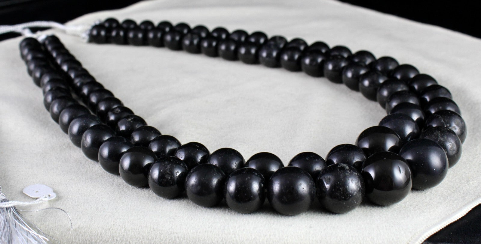 Natural Black Jade 19mm Round Beads Necklace 1658 Ct Gemstone Fashion For Women