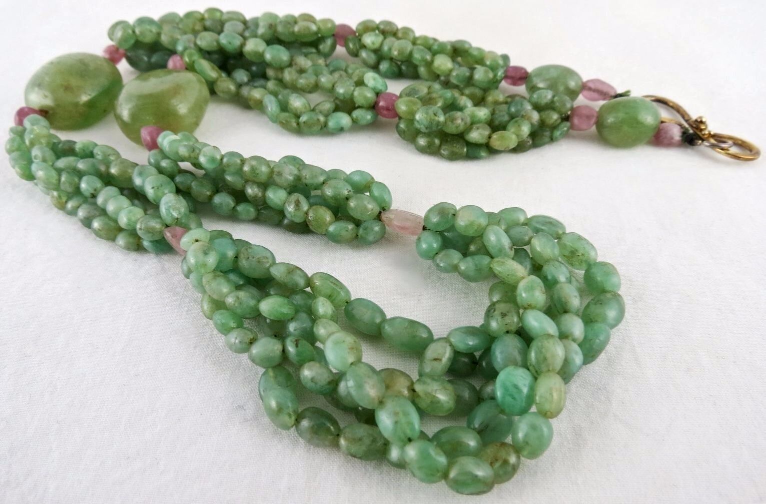 Antique Fine Natural Emerald Ruby Beaded 385 Ct Designer Party Gemstone Necklace