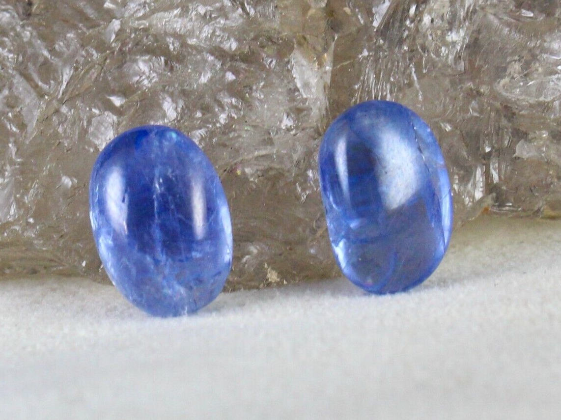 Certified Natural Burmese Blue Sapphire 15.54ct Oval Cabochon Gemstone Pair