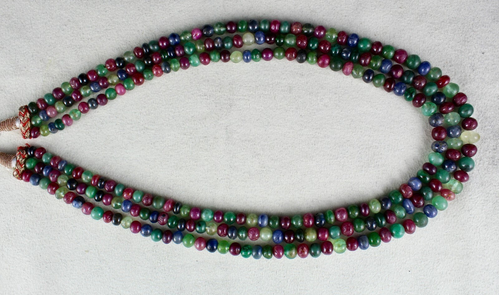 Certified Natural Emerald Ruby Sapphire Multi Bead 565ct Necklace For Women