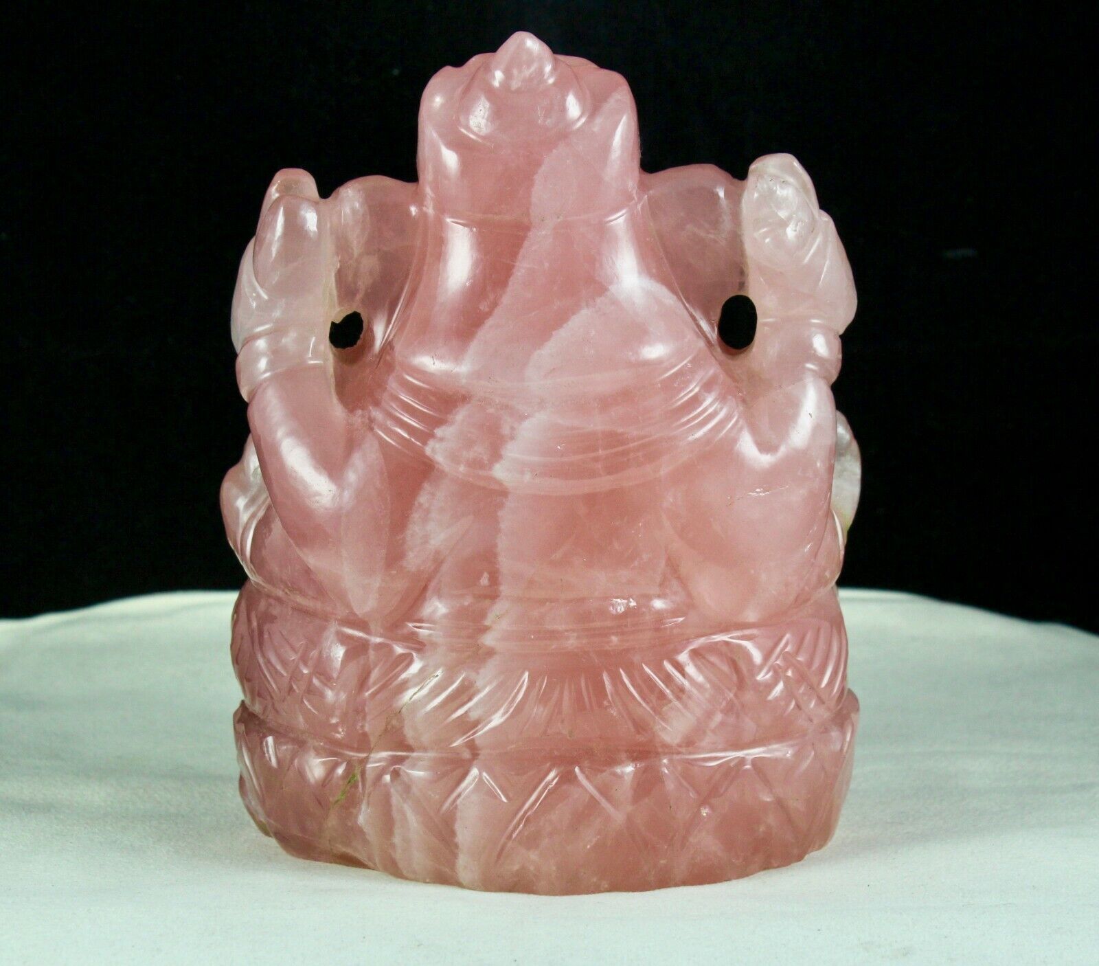 PINK 6"INCH NATURAL ROSE QUARTZ LORD GANESHA 10200 CARATS GEMSTONE STATUE FIGURE