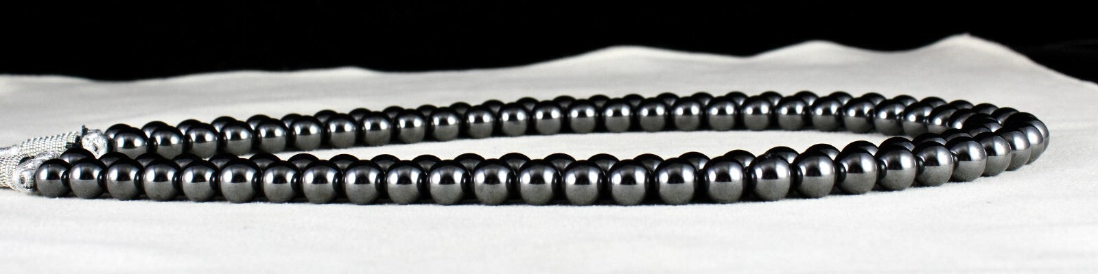Hematite Beads Necklace 703 Ct Round Black Sparkling Natural Gemstone Fashion