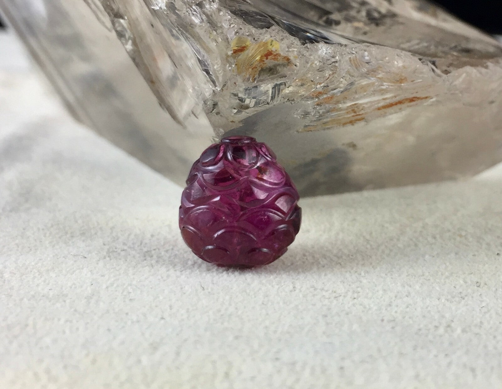 Natural Tourmaline Carved Cabochon 11.83 Ct Drilled Gemstone Bead For Pendant