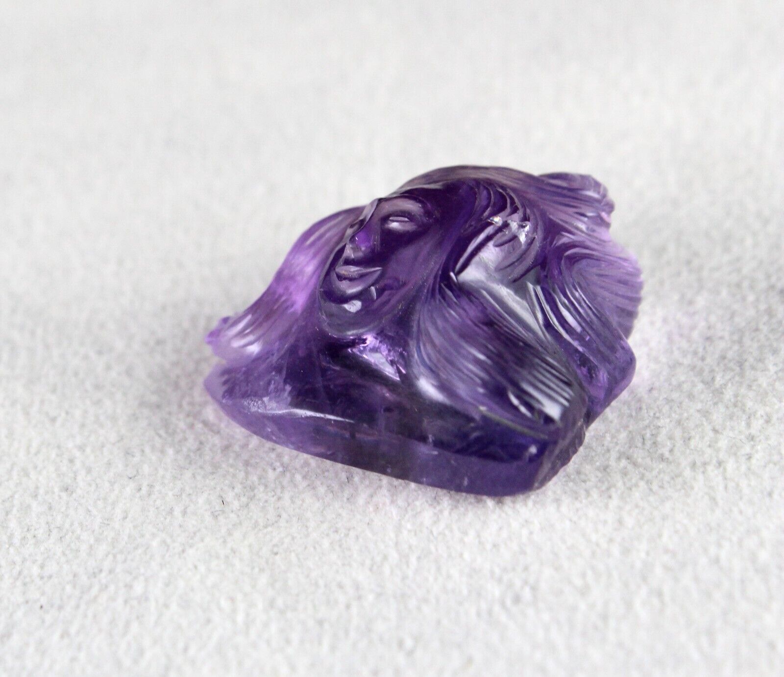 NATURAL BRAZILIAN AMETHYST LADY CARVED 46.89 CTS GEMSTONE PENDANT DESIGNING