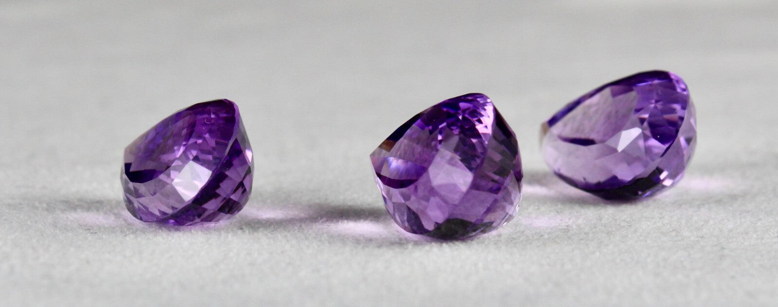 Natural Amethyst Pear Cut Gems 3 Pc 51.18 Ct For Earring Pendant Designing