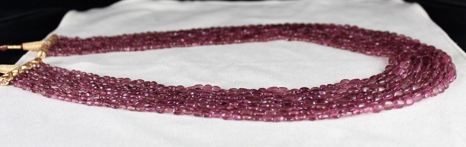 NATURAL PINK TOURMALINE BEADS CABOCHON 9 L 580 CT GEMSTONE STATEMENT NECKLACE