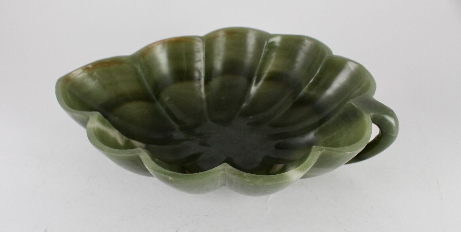 Natural Green Agate Carved Leaf 1665 Ct Big Gemstone Bowl For Home Decor