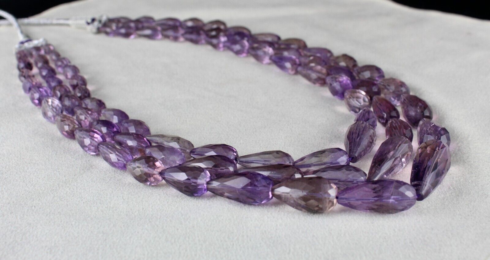 NATURAL PURPLE AMETHYST BEADS TEAR DROPS 3 L 727 CARATS GEMSTONE FINEST NECKLACE