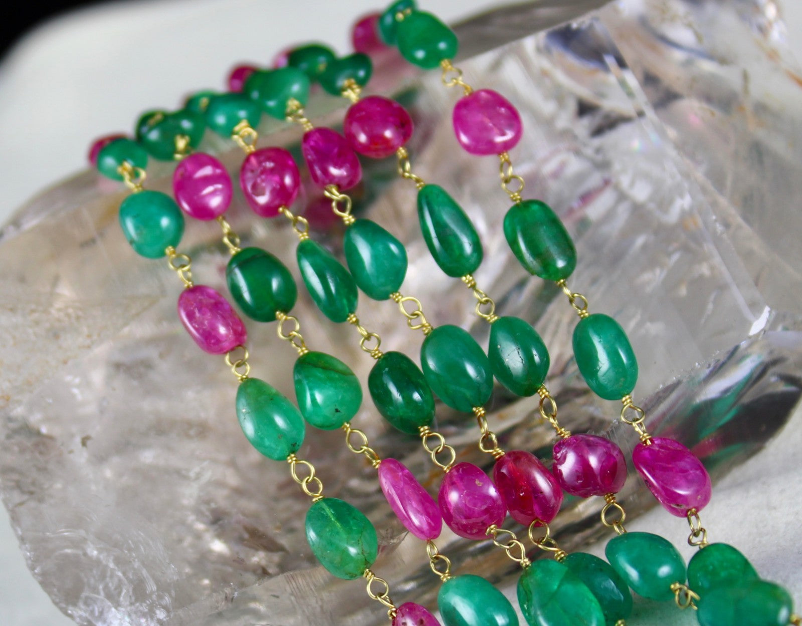 Certified Natural Colombian Emerald Burma Ruby 347 Ct 18k Gold Diamond Necklace