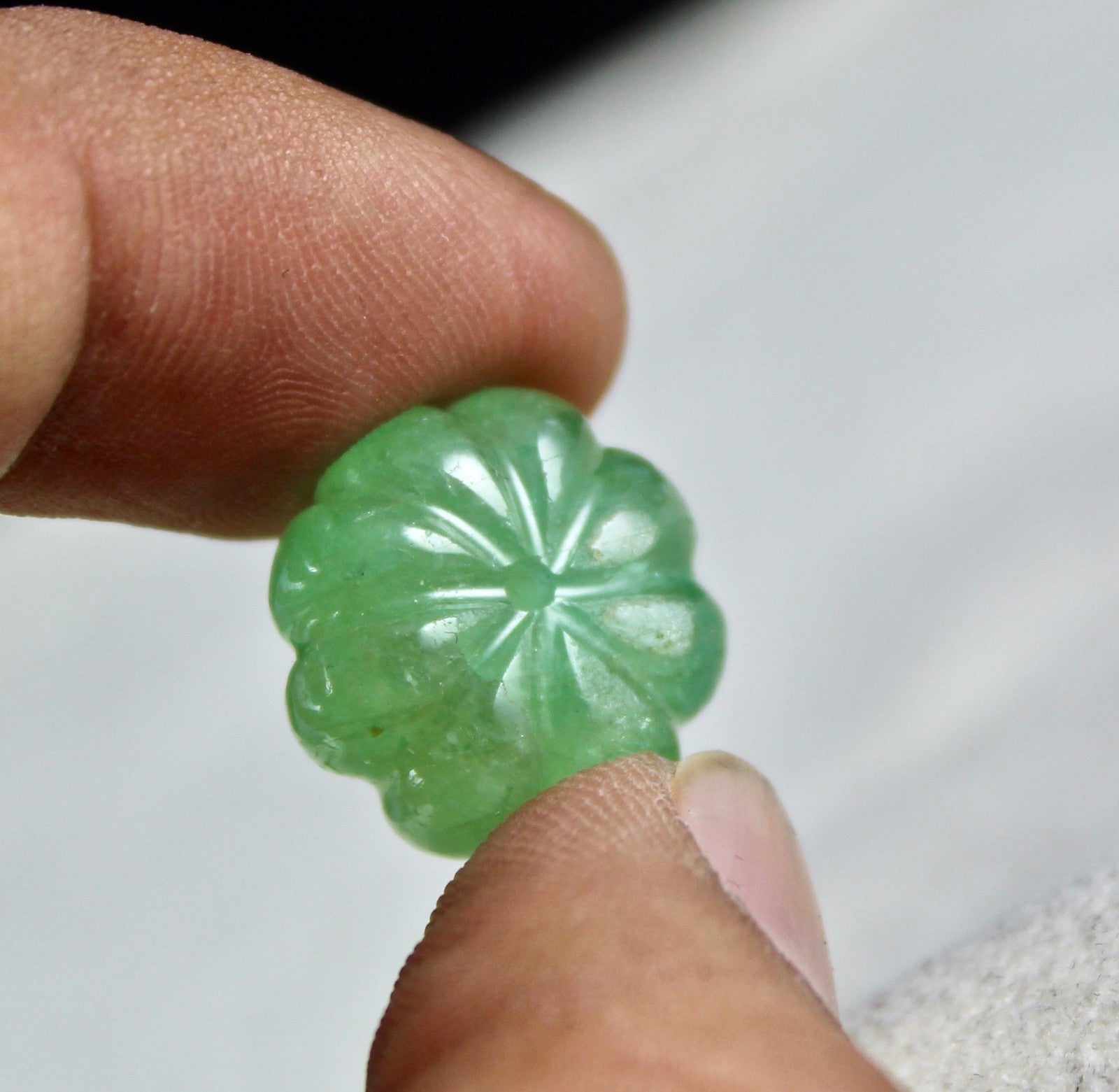 Certified Natural Colombian Emerald 20.33 Ct Melon Bead Stone Design Ring