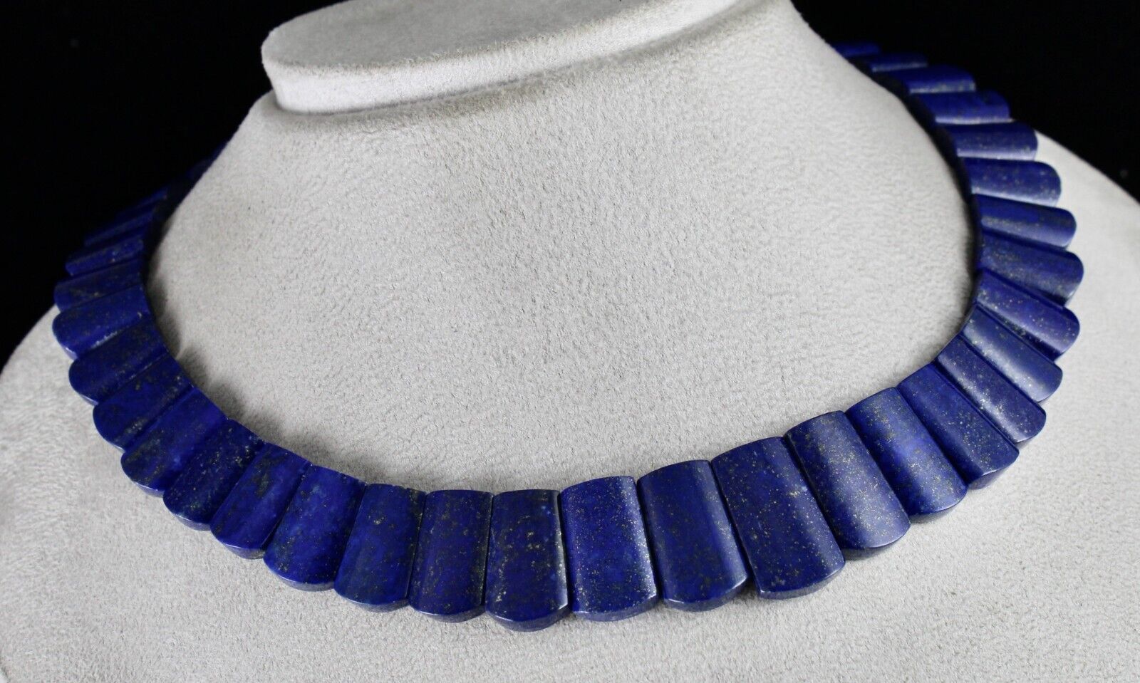 Natural Blue Lapis Lazuli Flat Cut 463 Ct Gemstone Semiprecious Fashion Necklace