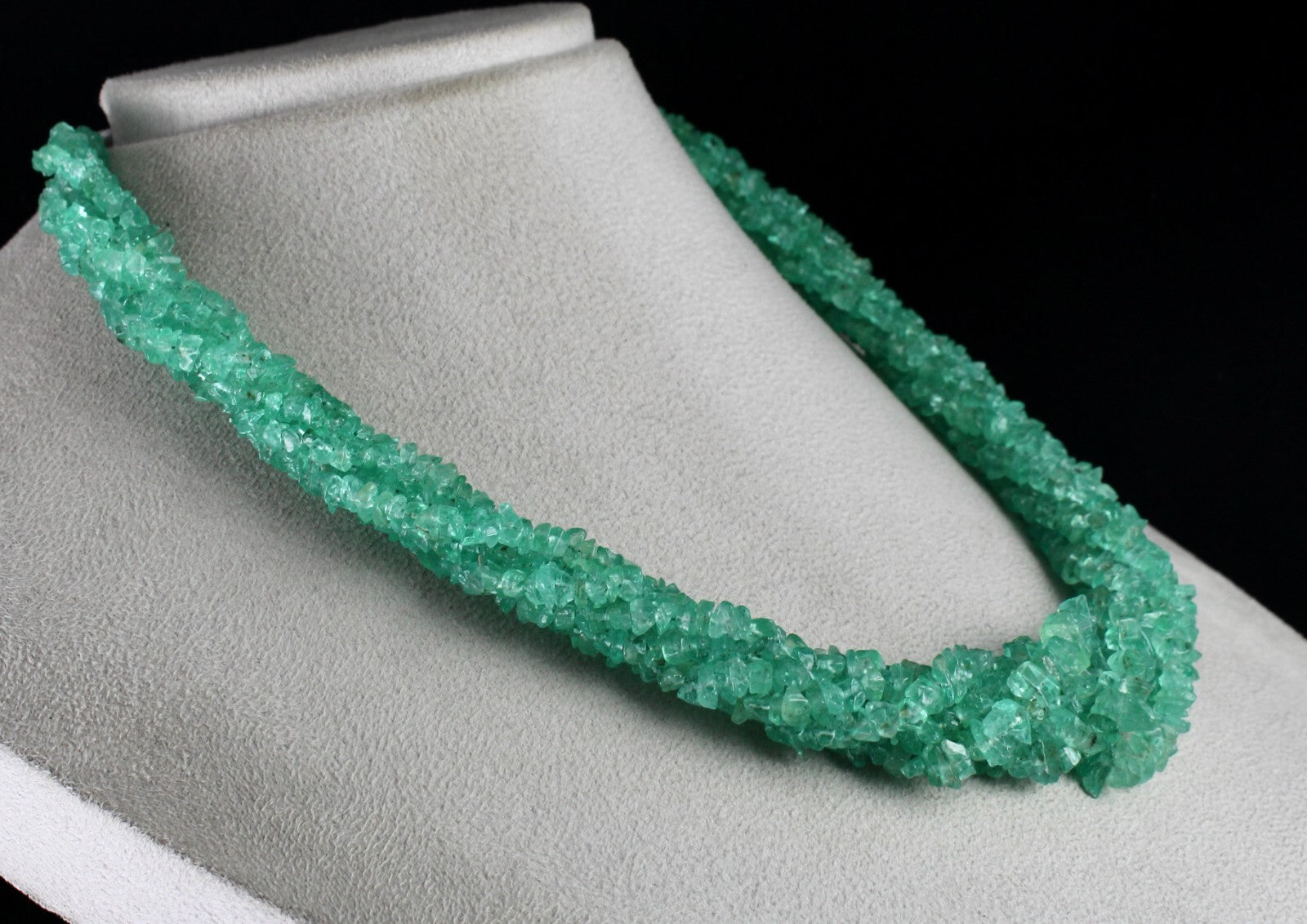 Certified Natural Colombian Emerald Beads 482 Ct Sterling Silver Necklace