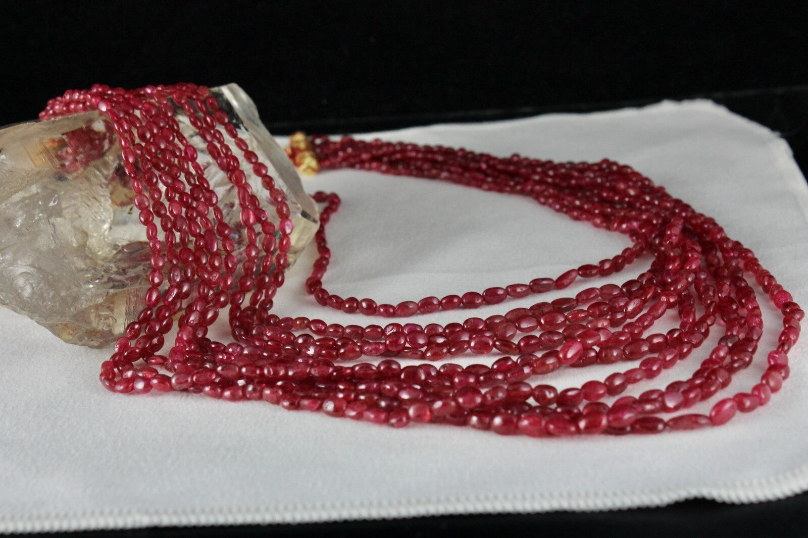 Certified Natural Red Spinel Cabochon Beads Necklace 521 Ct Precious Gemstone