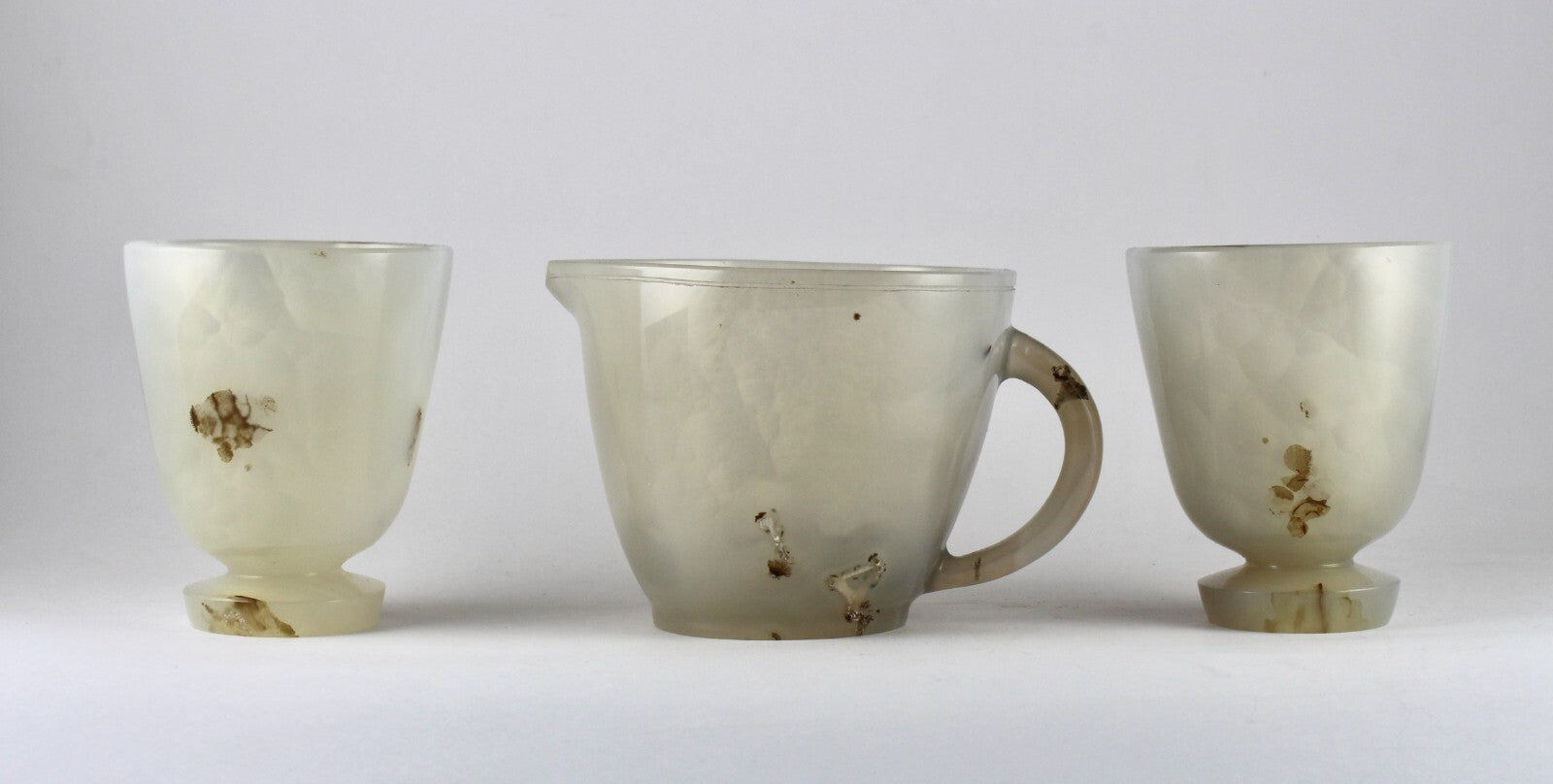 Certified Handcrafted Natural Chalcedony 4635 Ct Gemstone Teapot Set Decor