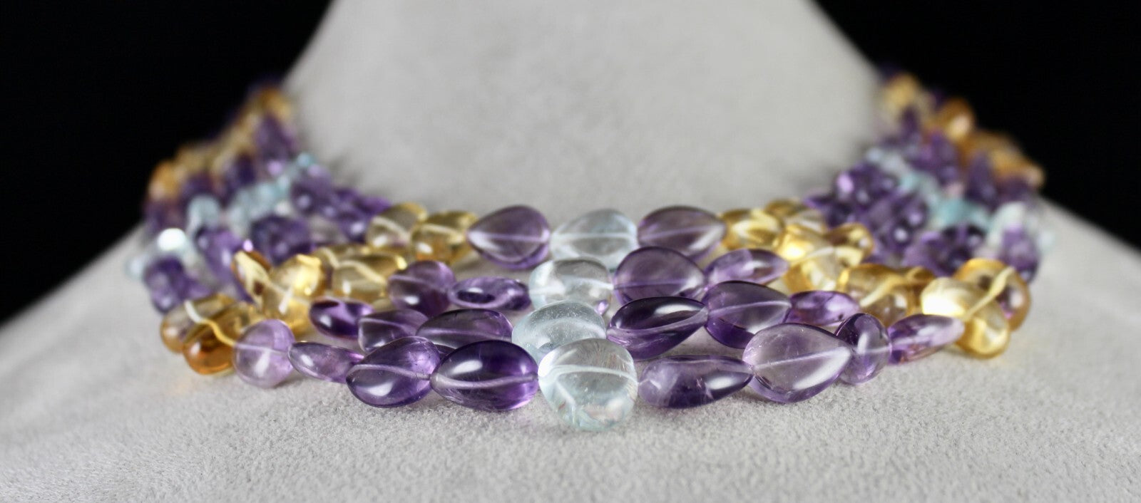 Certified Natural Multi Amethyst 652 Ct Citrine Blue Topaz 4 L Stone Necklace