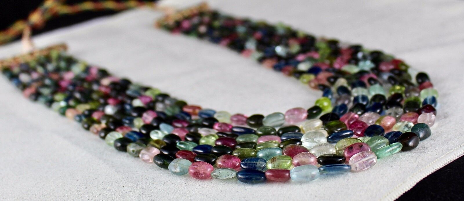 NATURAL MULTI TOURMALINE BEADS CABOCHON 7 LINE 700 CARATS GEMSTONE NECKLACE 