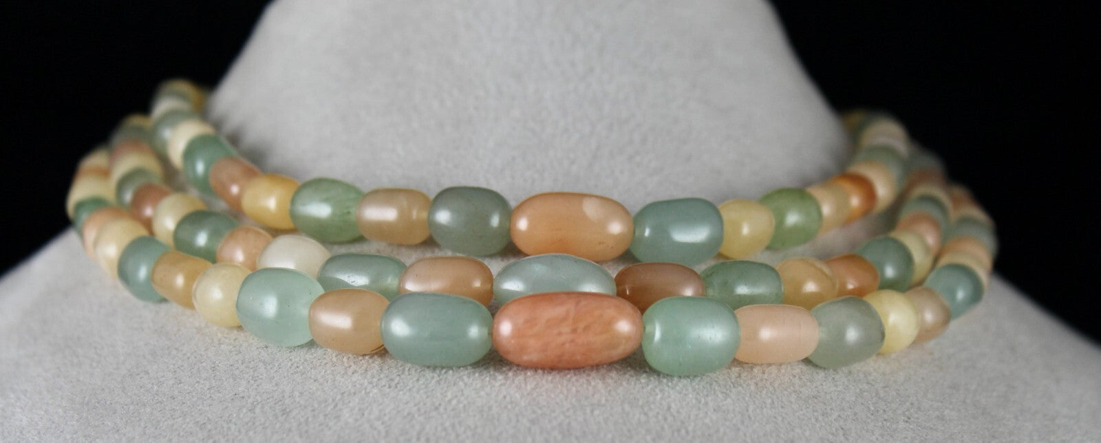 Vintage Necklace Natural Orange Quartz Aventurine Jade 677ct Gemstone Beads