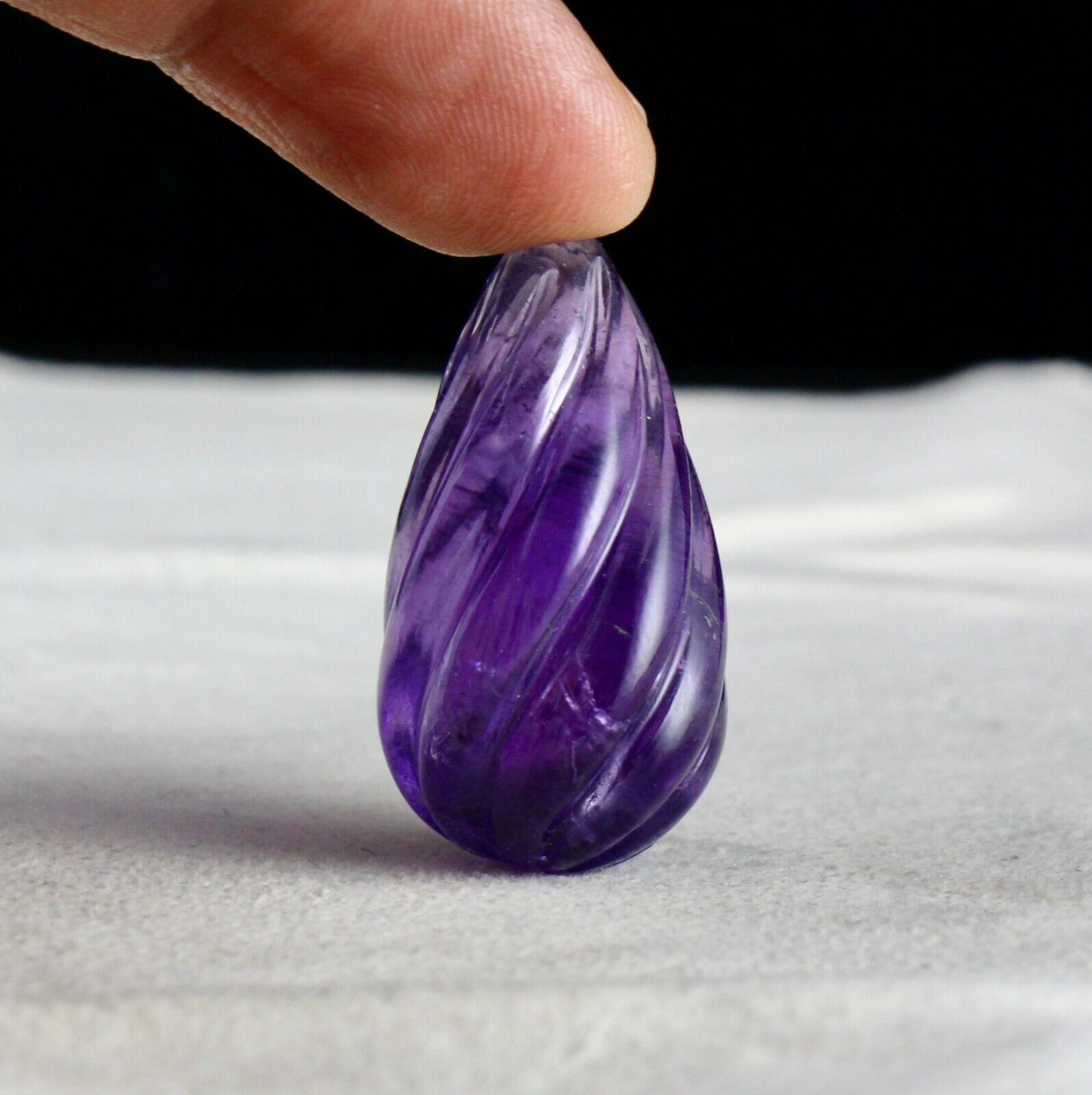 Natural Amethyst Carved Melon Drops 88.85 Cts Hanging Gemstone Pendant Designing