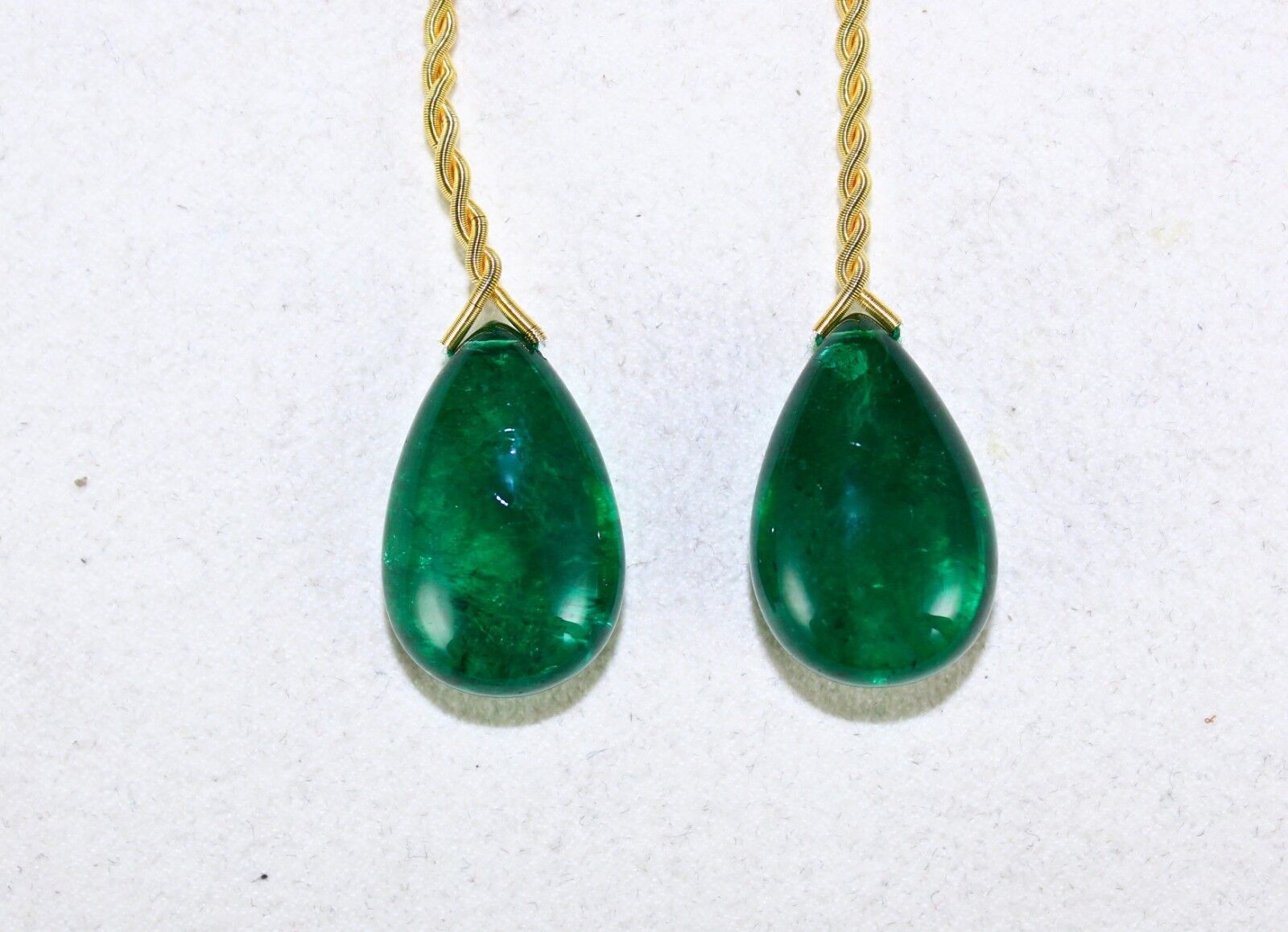 22X14 MM NATURAL ZAMBIAN EMERALD PEAR TEARDROPS 43 CARATS GEMSTONE EARRINGS