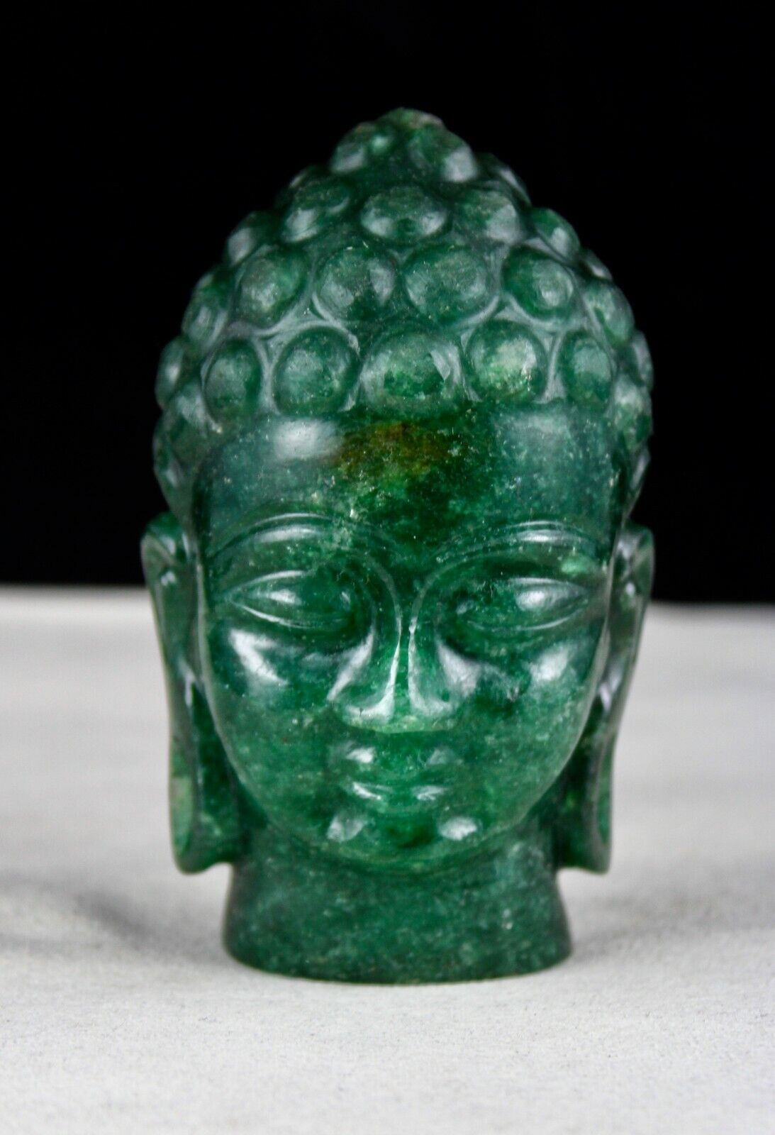 NATURAL GREEN QUARTZ 1675 CARATS 3.75INCH BUDDHA HEAD GEMSTONE STATUE HOME DECOR