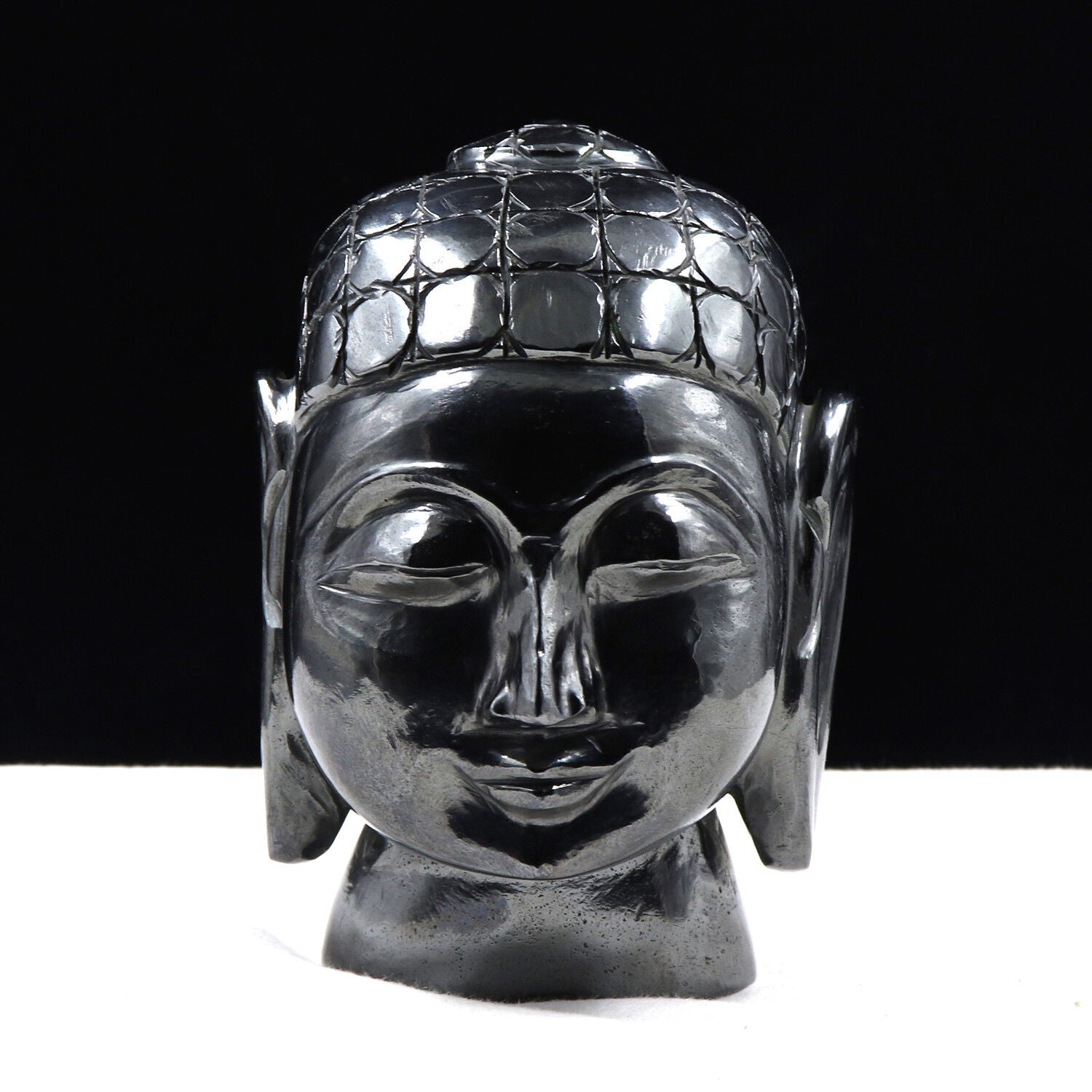 NATURAL HEMATITE BUDDHA HEAD 9035 CTS GEMSTONE STATUE FOR HOME DECOR