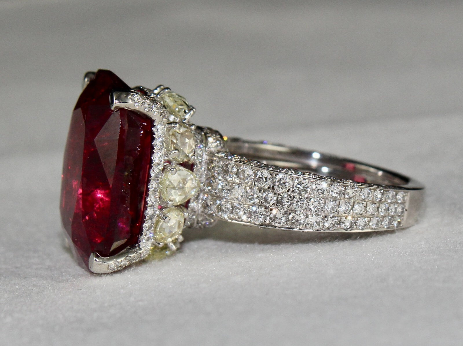 Certified Natural Rubellite Tourmaline 10ct Natural Diamond 18k Gold Ring