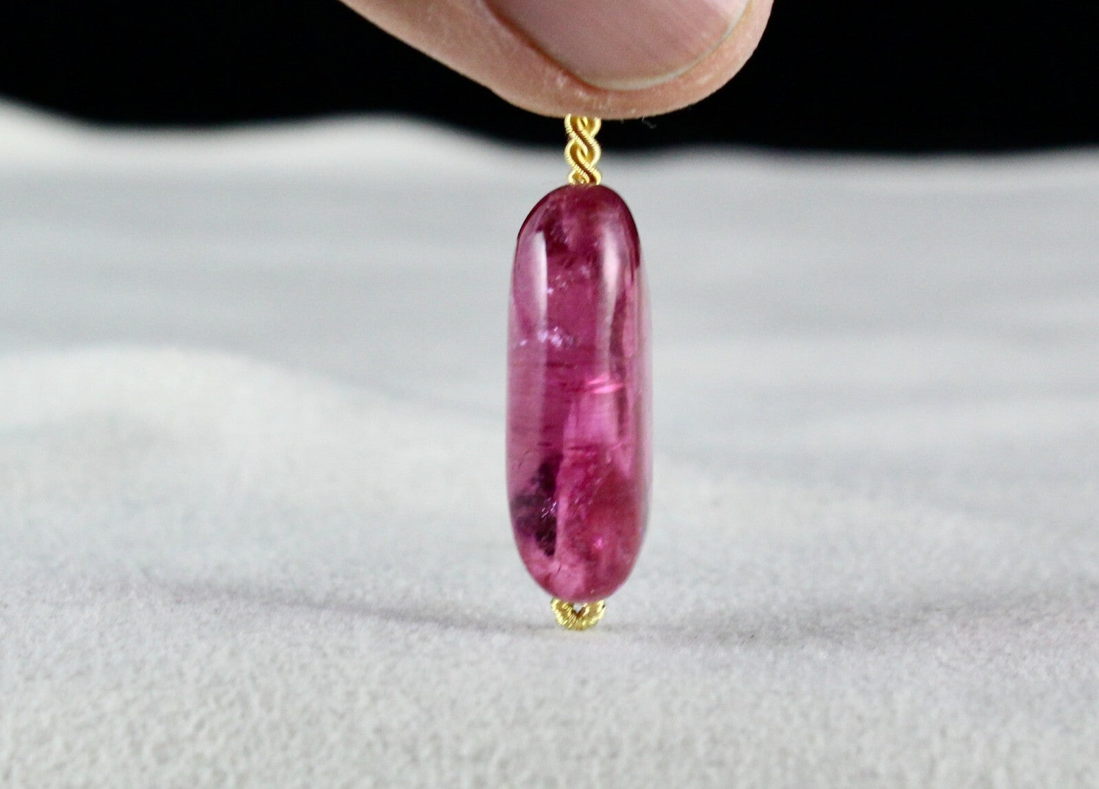 Certified Natural Tourmaline Rubellite 26.65 Ct Bead Cabochon Drilled Pendant