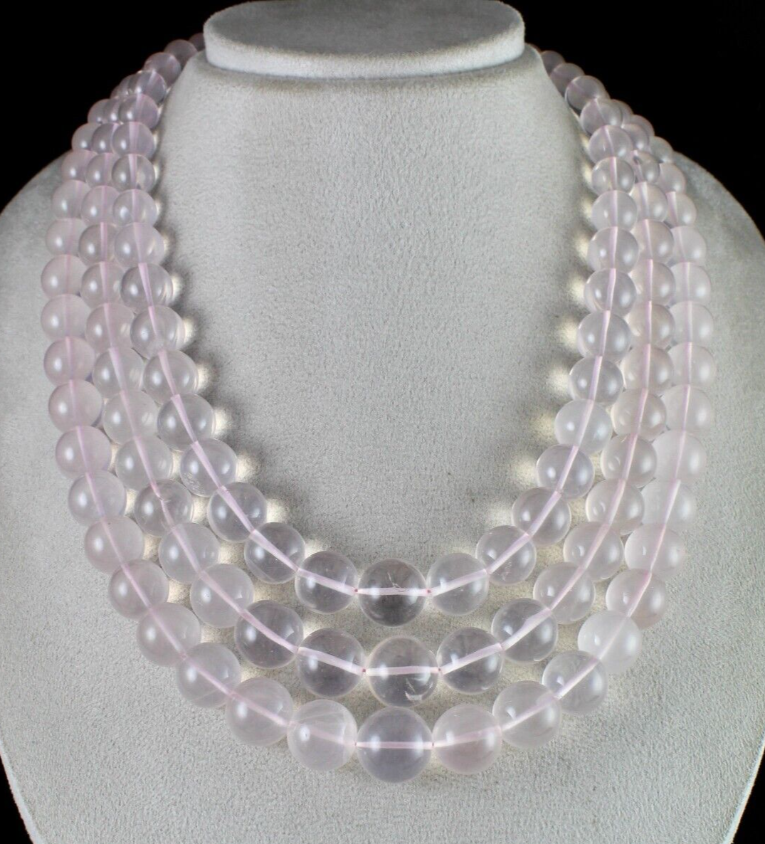 Natural Rose Quartz Beads Round 3 L 1902 Ct Big Gemstone Fashion Pink Necklace