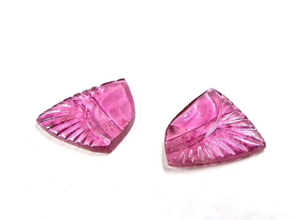 NATURAL PINK TOURMALINE CARVED LEAVES 9.07 CARATS GEMSTONE FOR EARRING PENDANT 