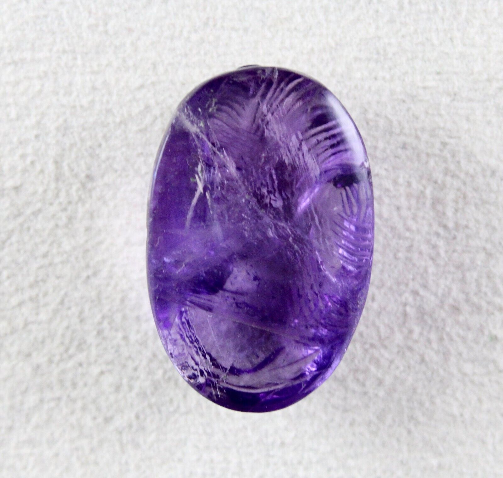 Natural Amethyst Engraved Face Cab 28x18mm 42.11 Ct Gemstone Pendant Designing