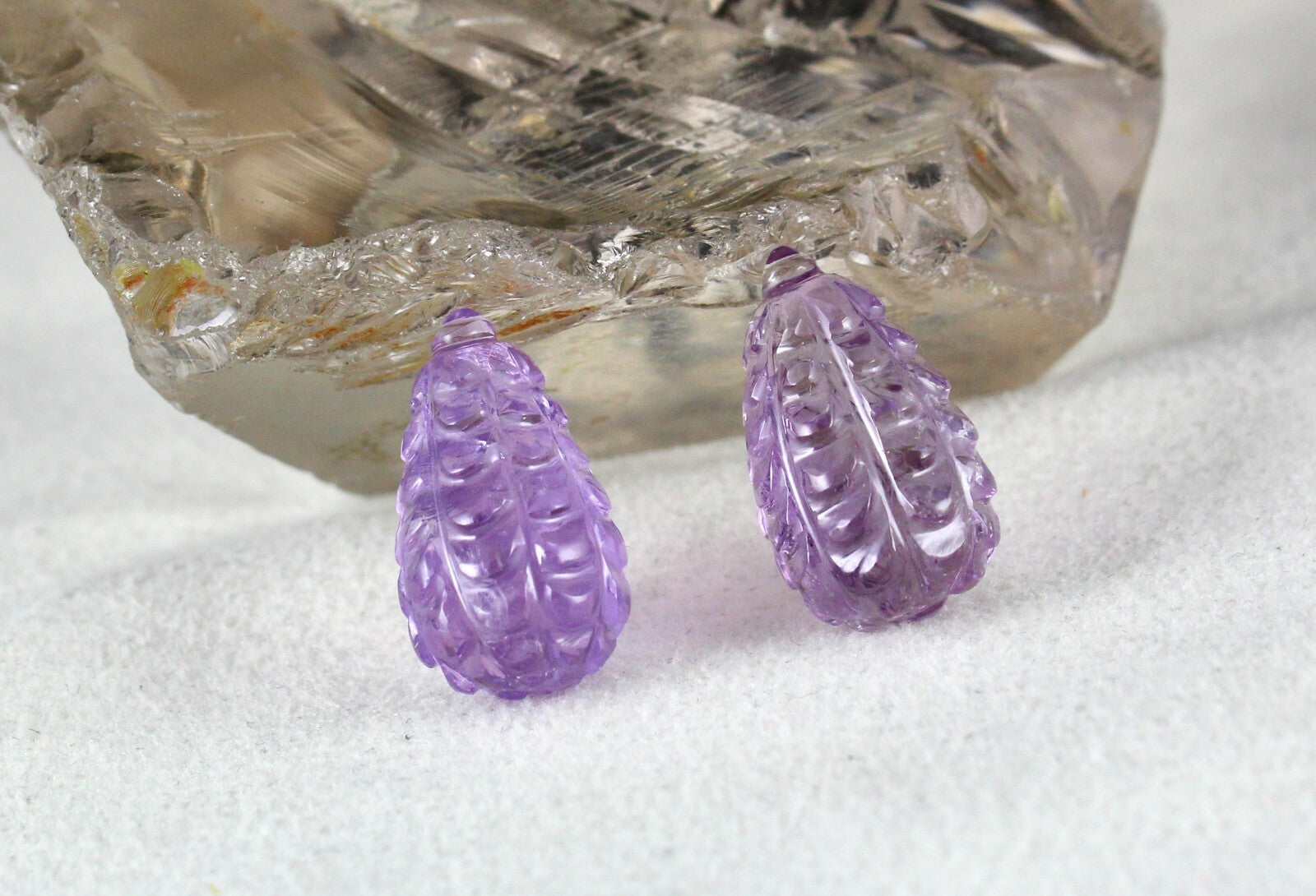 Natural Amethyst Carved Drops 11 Pcs 199 Cts Loose Gemstone Earring Set