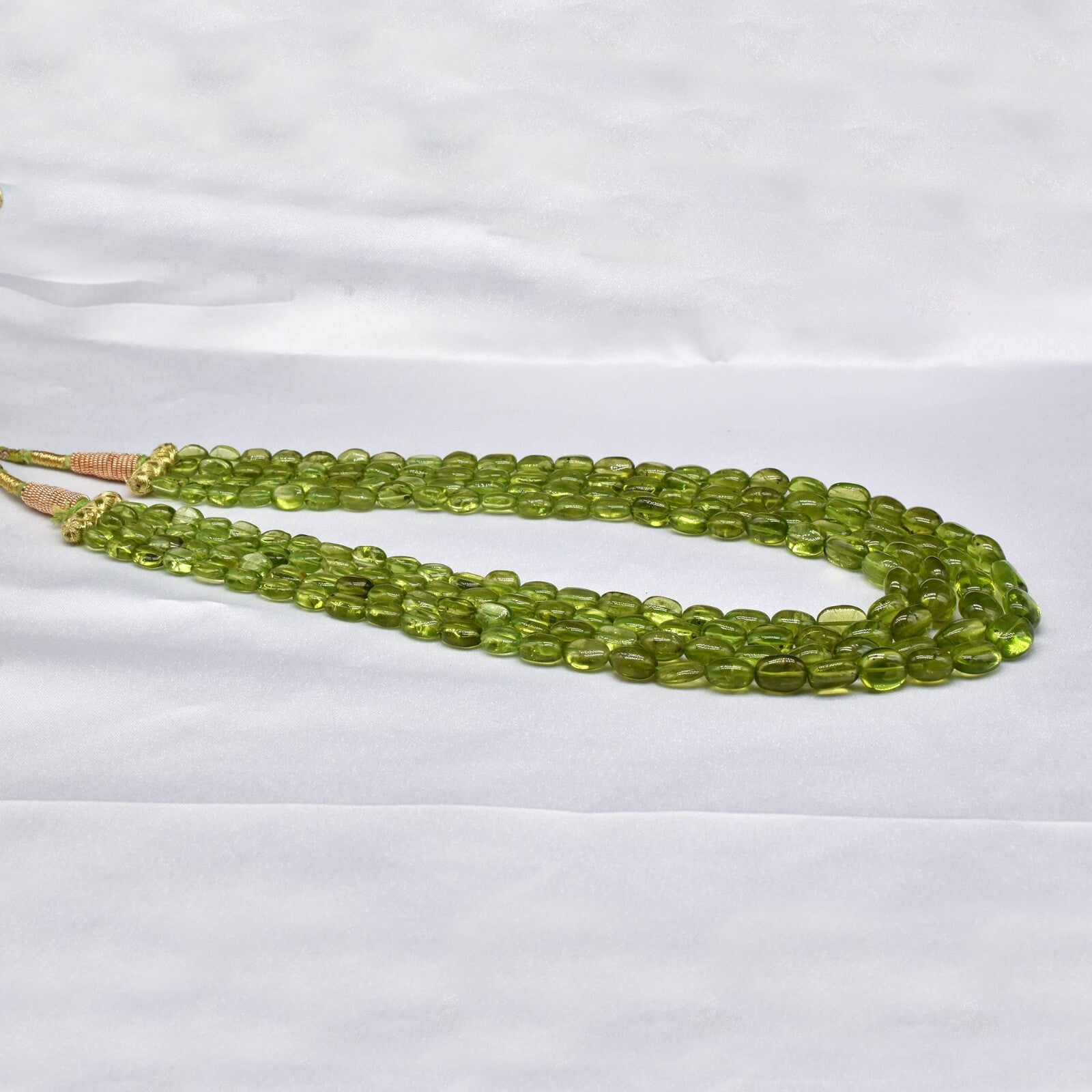 Certified Natural Peridot Necklace 562 Ct Beaded Cabochon Drilled Gemstone