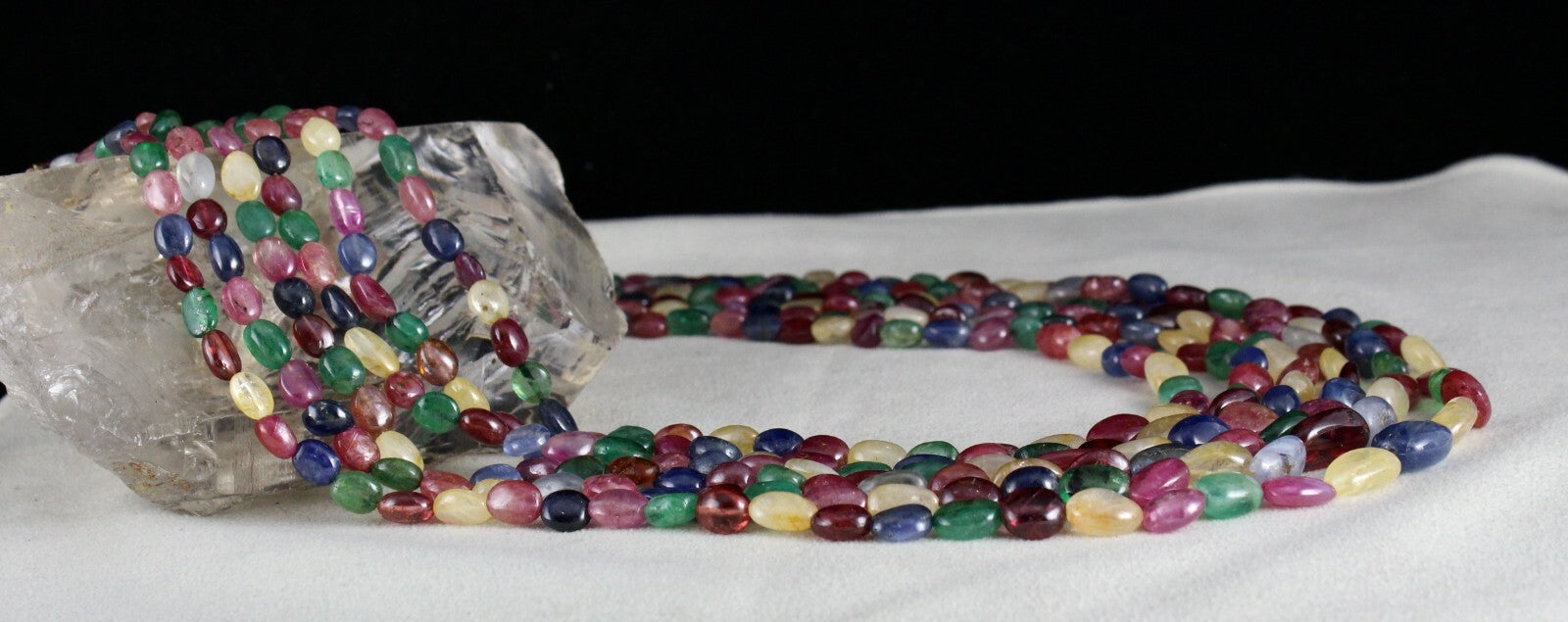 Certified 853 Ct Natural Emerald Ruby Sapphire Hessonite Spinel Necklace