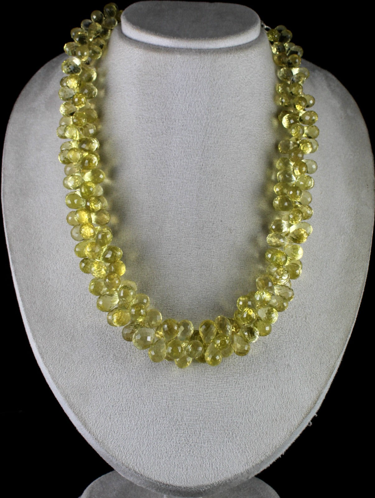 Certified Natural Lemon Quartz Teardrop Necklace 1193 Ct Yellow Gemstone Beads