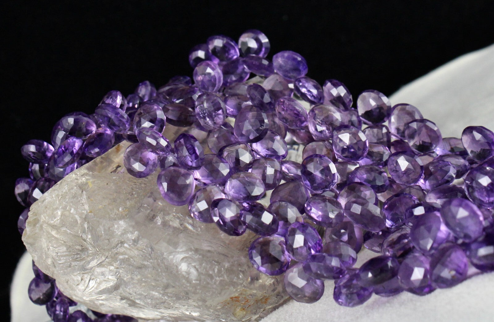 Certified Natural Purple Amethyst 1157 Ct Teardrop Beads 2 L Necklace For Women